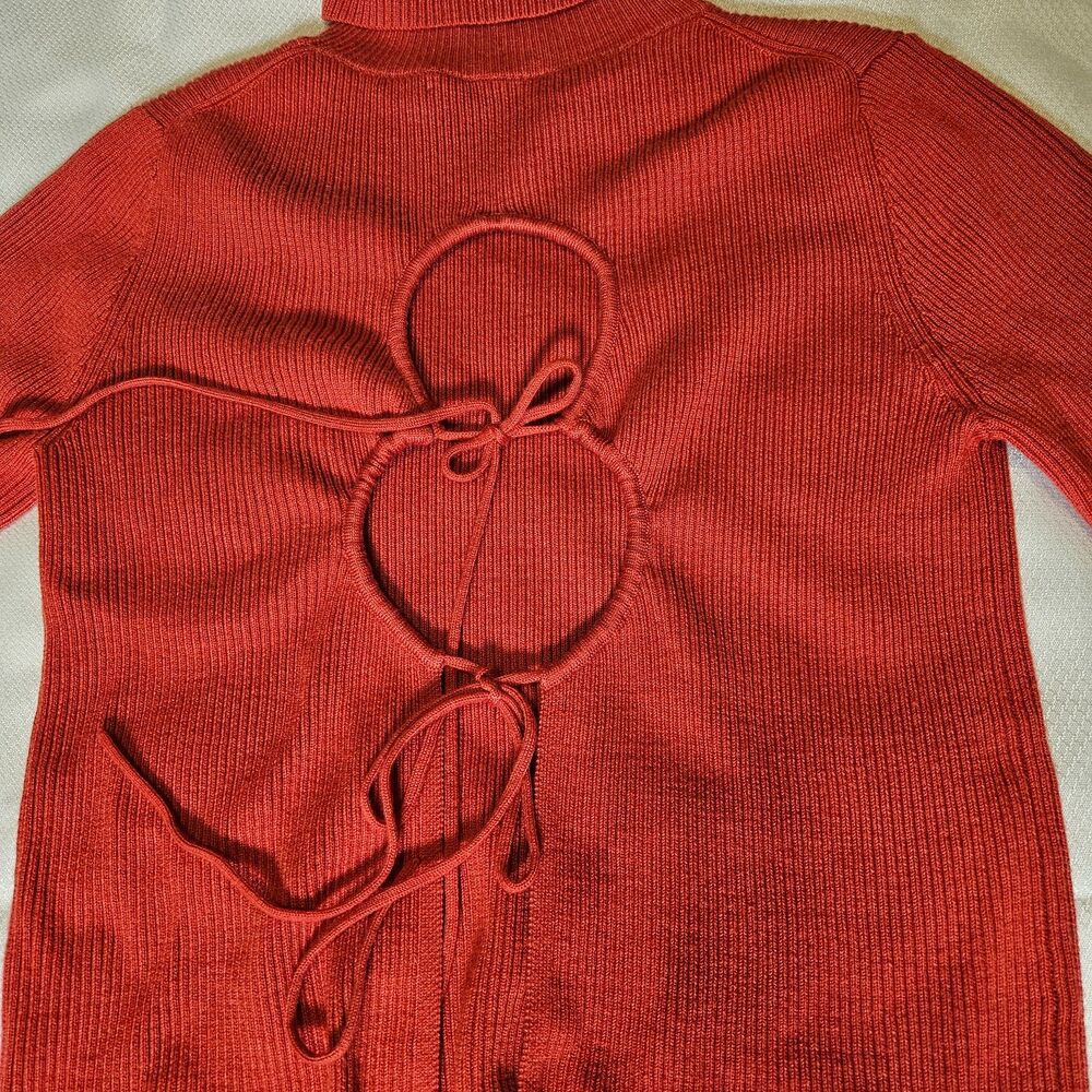 Thakoon Collective Red Turtle neck with peep whole detail Medium - Picture 3 of 8